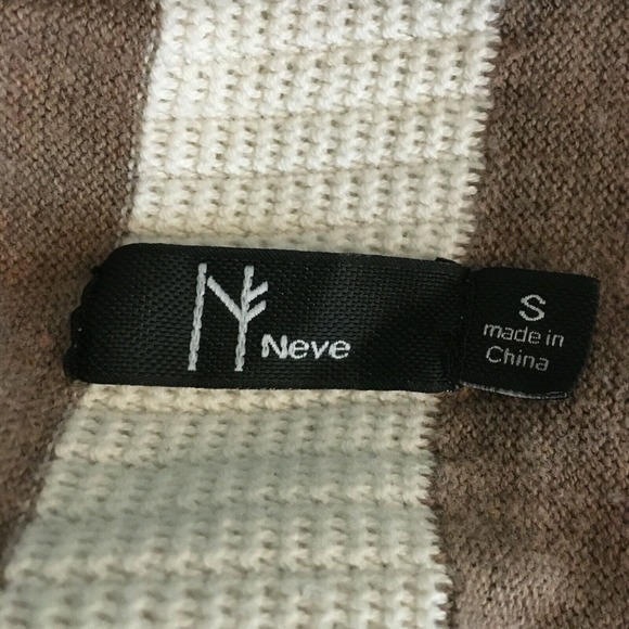 Neve Cardigan Womens Sz‎ S Brown Ivory Striped Flowy Open Sweater Cotton - Picture 7 of 10